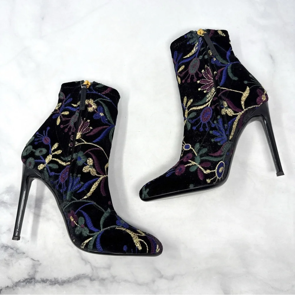 Giuseppe Zanotti Bimba Magdalena Floral Embroidered Stiletto Heeled Ankle Boots